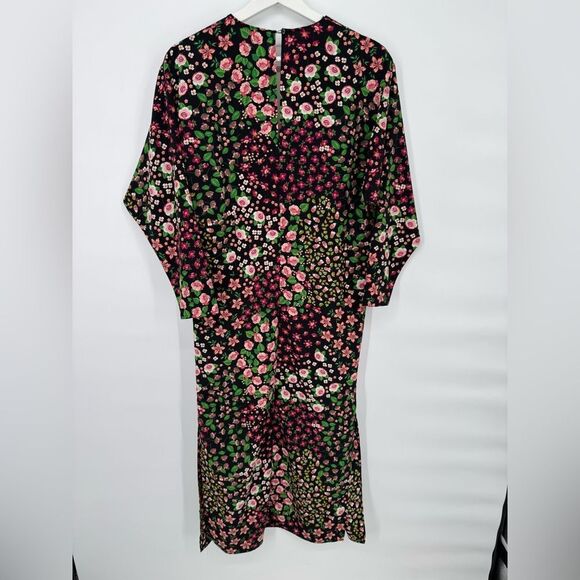 Topshop Nordstrom Floral Long Sleeve Belted Midi Dress Size 2 - Picture 6 of 8